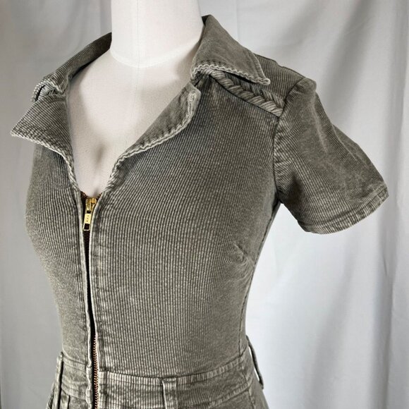 REVOLVE SHOW ME YOUR MUMU Outlaw Dress XS Sage Green Corduroy NWOT Zip Up Mini - Picture 4 of 16